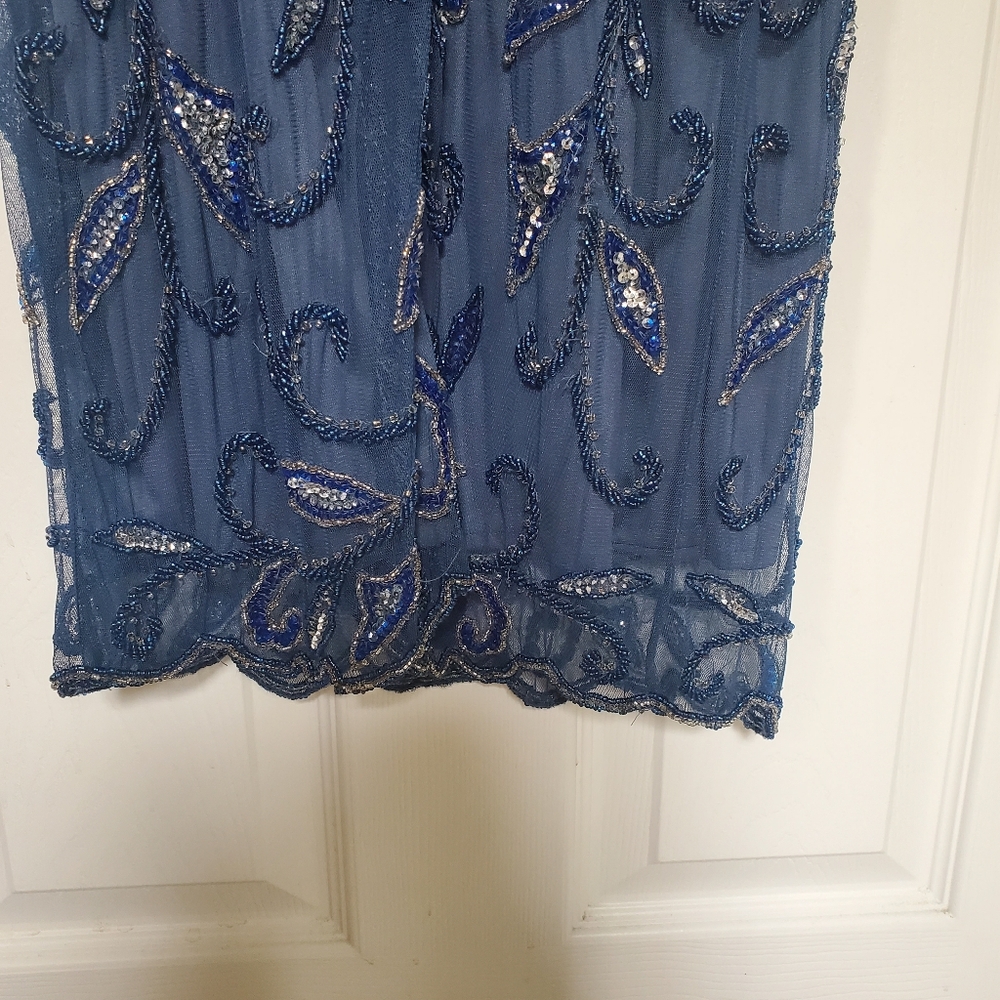 Pisarro Nights Blue Beaded Midi Dress - Picture 7 of 11